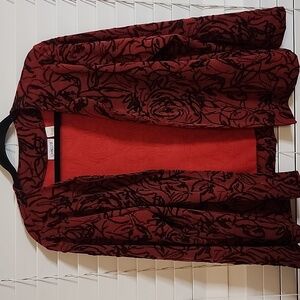 CHICO'S Travelers Red Black Open Front Cardigan 2 US Large